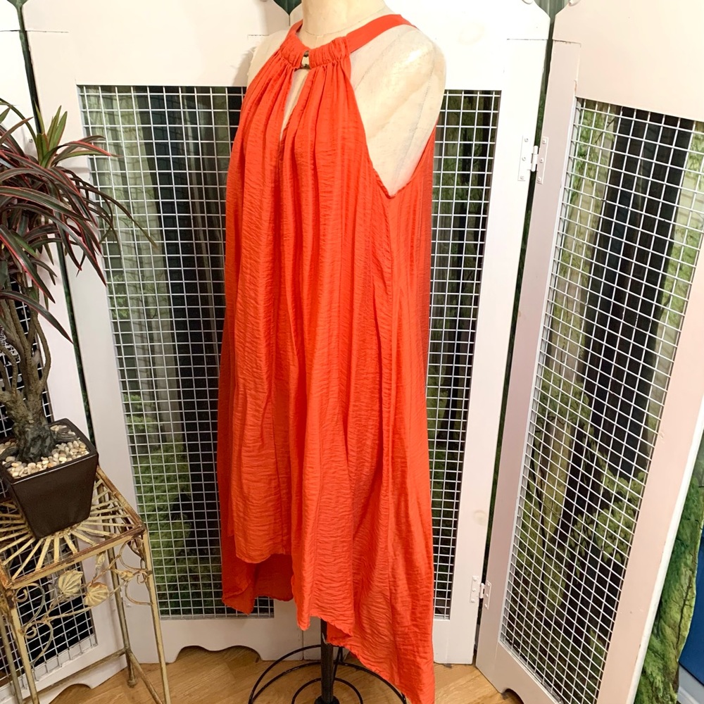 H&M Conscious orange pullover hi/lo free flowing dress- M - Picture 6 of 12